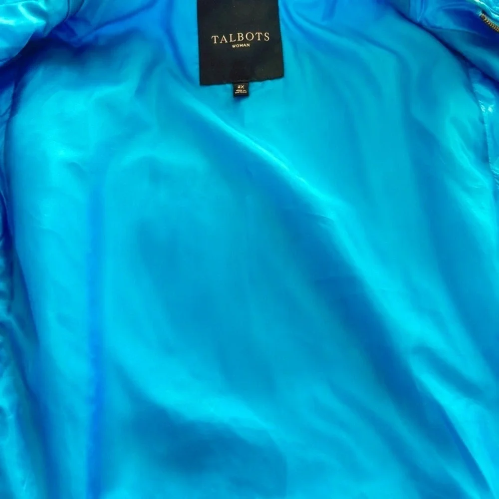 Talbots Turquoise Quilted Vest Knit Side Panels Sz 2X Preppy Casual Sporty Chic